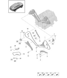 Chaîne de distribution / Glissière / Tendeur de chaîne - Modèles : DLZ, DLZB, DGR, DGRB, DGR, DGRC - 95B (II / III) Macan 2.9L / 3.0L 2019 - 2024