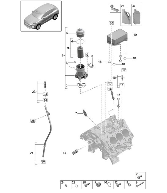 Diagram 104-100 Porsche Cayman 718 2.0L PDK (300 Bhp) Moteur