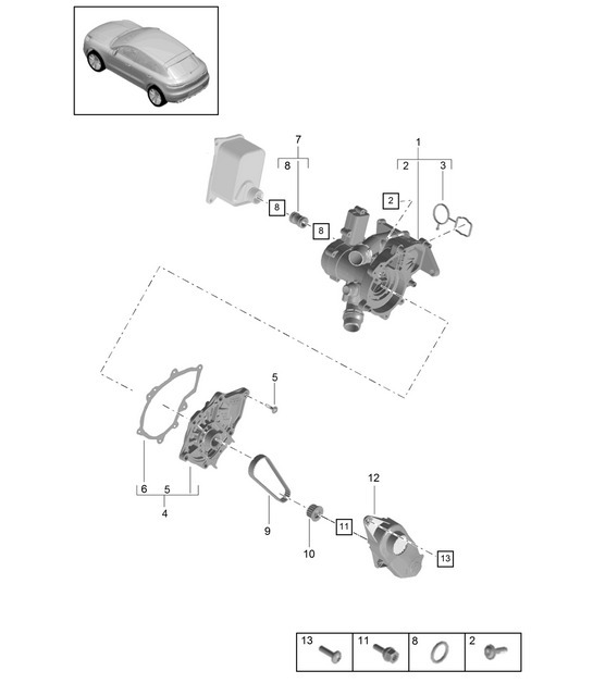 Diagram 105-010 Porsche Macan (95B) MK1 (2014-2018) Motor