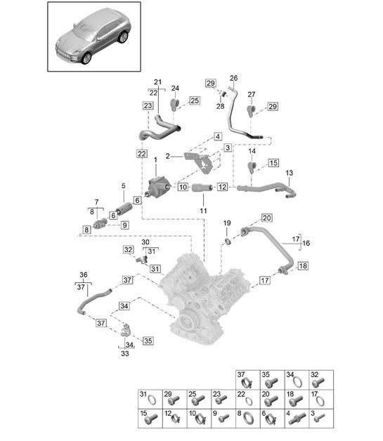 Diagram 105-050 Porsche 992.1 GT3 4.0L / 992 S/T 4.0L 2021-24 