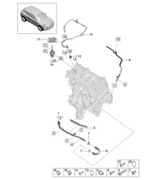 Sistema di raffreddamento del liquido refrigerante - 1 - PR:T2G - 95B (II / III) Macan 2.0L 2019 - 2024
