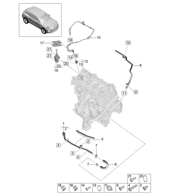 Diagram 105-060 Porsche 924 Carrera GTS 2.0L 1982 Motor