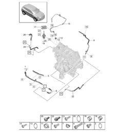 Sistema di raffreddamento del liquido refrigerante - 1 - PR:T2B - 95B (II / III) Macan 2.0L 2019 - 2024
