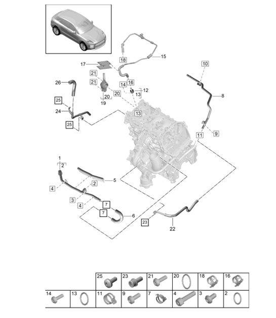 Diagram 105-070 Porsche 924 Carrera GTS 2.0L 1982 Motor