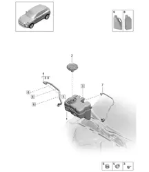 Coolant expansion tank / Coolant additive - PR:L0R (Right-Hand drive) +GP1 - 95B (II / III) Macan 2019 - 2024
