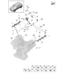 Conduite de collecte de carburant / Injecteur haute pression / Pompe haute pression - PR:TV8 + GP2 - 95B (II / III) Macan 2.9L 2019 - 2024