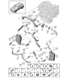 Refroidisseur d'air de suralimentation / Tuyau de pression / Adaptateur de papillon des gaz - Modèle : DGR, DGRB, DGR, DGRC - 95B (II / III) Macan 2.9L 2019 - 2024