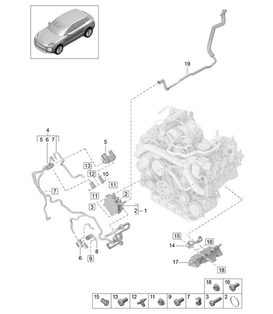 Diagram 107-410 Porsche Macan (95B) MK2 2019-2021 Engine