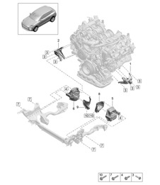 Engine lifting tackle / Console for engine mounting / Engine mounting - PR:TV8 + GP2 -  95B (II / III) Macan 2.9L 2019 - 2024
