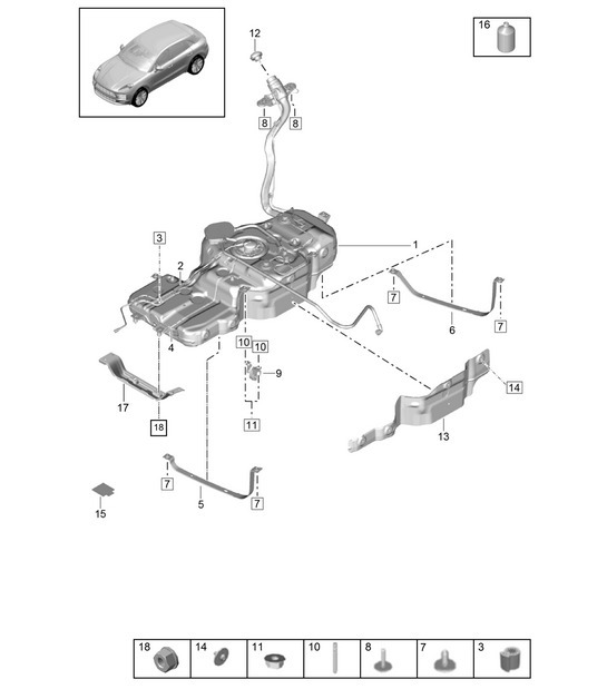 Diagram 201-010 Porsche Cayman 718C (982C) 2017>> Fuel System, Exhaust System