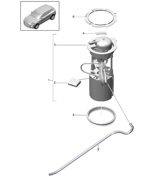 Diagram 201-060 Porsche Macan (95B) MK2 2019-2021 Fuel System, Exhaust System