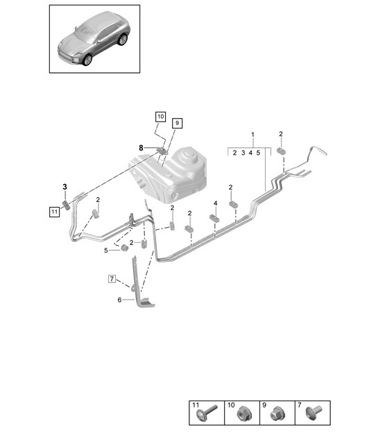 Diagram 201-100 Porsche Macan (95B) MK2 2019-2021 Fuel System, Exhaust System