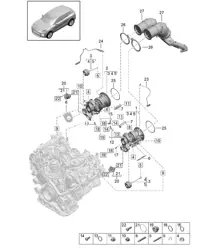 Turbocompresor de gases de escape / Colectores de escape / Sonda Lambda - PR:D1C,D29 - 95B (II / III) Macan 2.9L 2019 - 2024