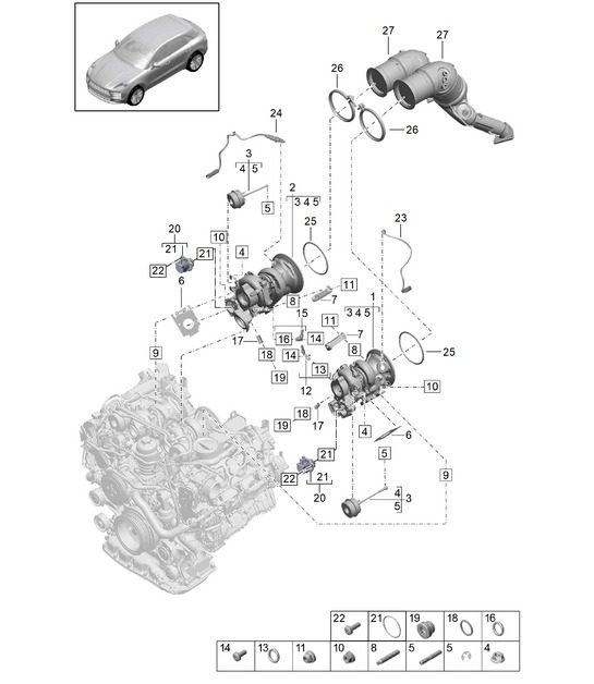Diagram 202-000 Porsche Macan (95B) MK2 2019-2021 Fuel System, Exhaust System