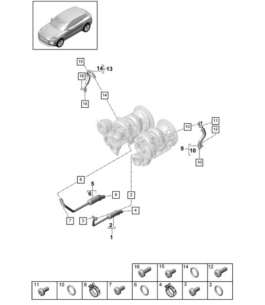 Diagram 202-105 Porsche Macan (95B) MK2 2019-2021 Fuel System, Exhaust System