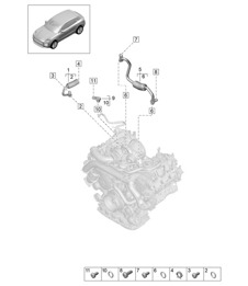 Sistema di raffreddamento del liquido refrigerante per turbocompressore - PR:DC5 - 95B (II / III) Macan 3.0L 2019 - 2024