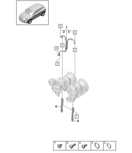 Diagram 202-205 Porsche Macan (95B) MK2 2019-2021 Fuel System, Exhaust System