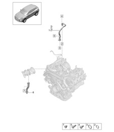 Tubo di pressione dell'olio per turbocompressore a gas di scarico - PR:DC5 - 95B (II / III) Macan 3.0L 2019 - 2024