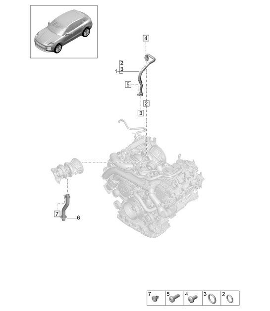 Diagram 202-210 Porsche Macan (95B) MK2 2019-2021 Fuel System, Exhaust System