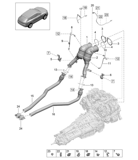 Diagram 202-250 Porsche 997 (911) MK1 2005-2008 Fuel System, Exhaust System