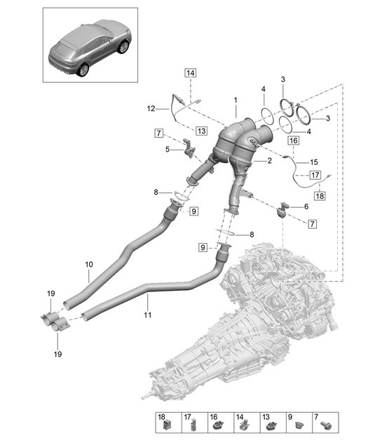 Diagram 202-256 Porsche Macan (95B) MK2 2019-2021 Fuel System, Exhaust System