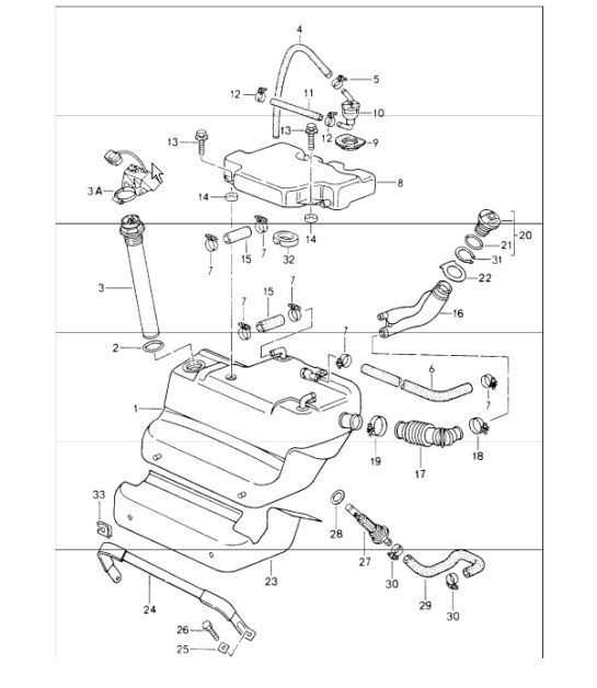 Diagram 201-00 Porsche Cayman 987C / 981C (2005-2016) Kraftstoffsystem, Abgassystem