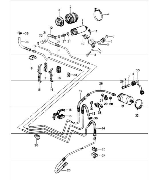 Diagram 201-05 Porsche Panamera 970 MK1 (2009-2013) Kraftstoffsystem, Abgassystem