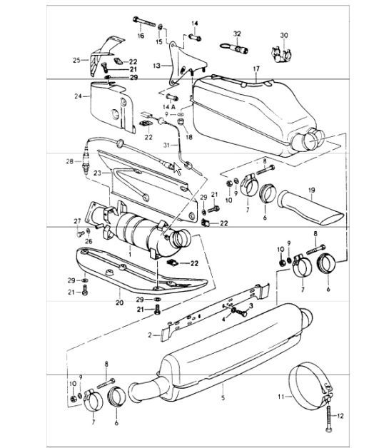 Diagram 202-00 Porsche 992.1  Carrera 4 Cabriolet 3.0L 2019-24 Système de carburant, système d'échappement