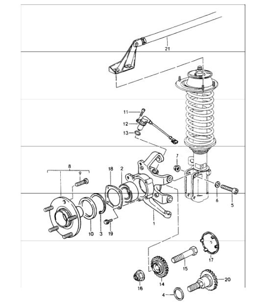 Diagram 401-05 Porsche 968 (1992-1995) Assale anteriore, sterzo 