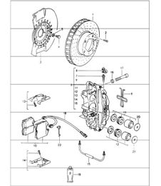 frein à disque essieu avant 964 TURBO, TURBO 3,6, TURBO-LOOK CARRERA 2 et CARRERA RS 1989-94
