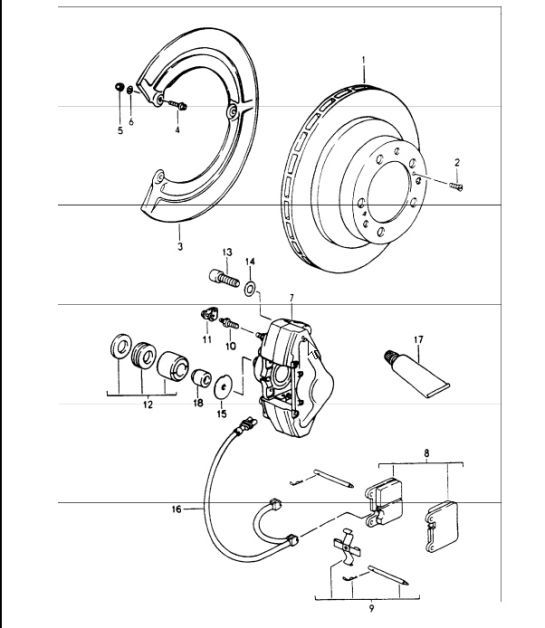 Diagram 603-05 Porsche 996 (911) (1997-2005) Wheels, Brakes