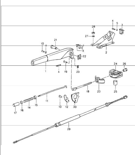 Diagram 701-05 Porsche Macan (95B) MK1 (2014-2018) Sistema de palanca manual, conjunto de pedales 