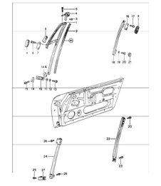 door glass frame 964 TARGA, CABRIO, SPEEDSTER 1989-94