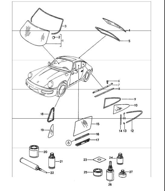 Diagram 805-00 Porsche 964 (911) (1989-1994) Carrosserie