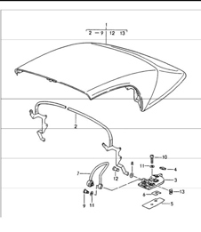 folding top complete main folding top bow single parts 964 SPEEDSTER 1989-94