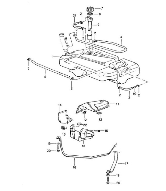 Diagram 201-000 Porsche Macan (95B) MK1 (2014-2018) Kraftstoffsystem, Abgassystem