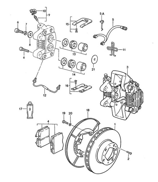 Diagram 603-000 Porsche 970.1 Panamera V6 3.6L 2WD 2009-13 Roues, Freins