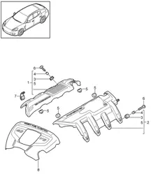 Cubierta del motor (Modelo: 4820,4840, 4870,CXPA, CXRA,CXR, CWBA,CWB, CWCA,CWC) Panamera 970 (G1) 4.8L 2010-16