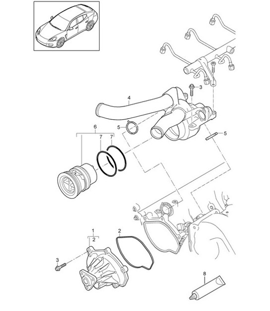 Diagram 105-000 Porsche 970.1 Panamera V6 3.6L 2WD 2009-13 Motore