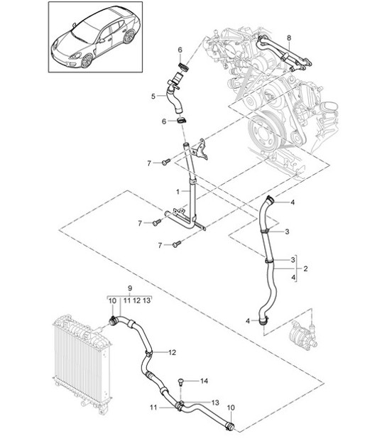 Diagram 105-057 Porsche 991.1 Carrera C2 3.4L (350 Bhp) 2012-16 Motor