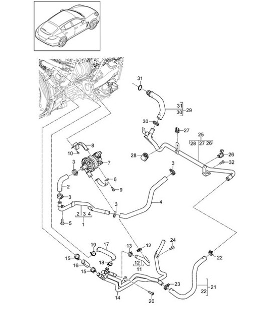 Diagram 105-061 Porsche 991.1 Carrera C2 3.4L (350 Bhp) 2012-16 Motor