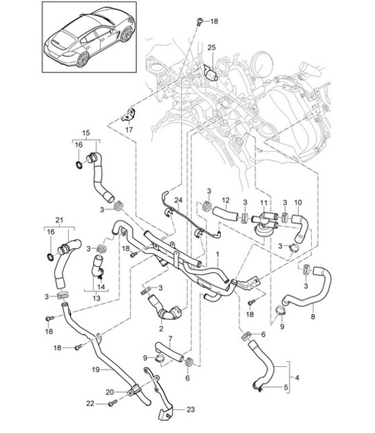 Diagram 105-062 Porsche Panamera 970 MK2 (2014-2016) Engine