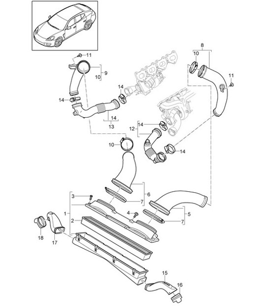 Diagram 106-010 Porsche Cayman T 718 2.0L Manual (300 Bhp) 引擎