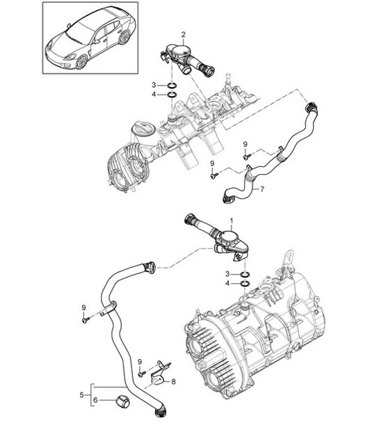 Diagram 107-021 Porsche 997 MK1 Carrera 2 3.6L 2005-08 引擎