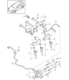 Tuyau de collecte de carburant/injecteur haute pression/pompe haute pression (Modèle : 4620,4640, CWAA,CXNA) Panamera 970 (G1) 3,6L 2010-16