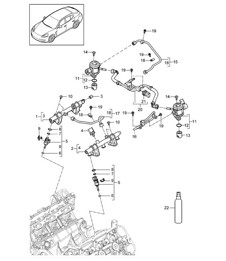 Tubo di raccolta carburante/iniettore ad alta pressione/pompa ad alta pressione (Modello: CWDA,CWD, CWFA,CWF) Panamera 970 (G1) 3.0L 2014>>