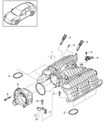 Distributeur d'air d'admission / Adaptateur papillon (Modèle: CWDA,CWD, CWFA,CWF) Panamera 970 (G1) 3.0L 2014>>