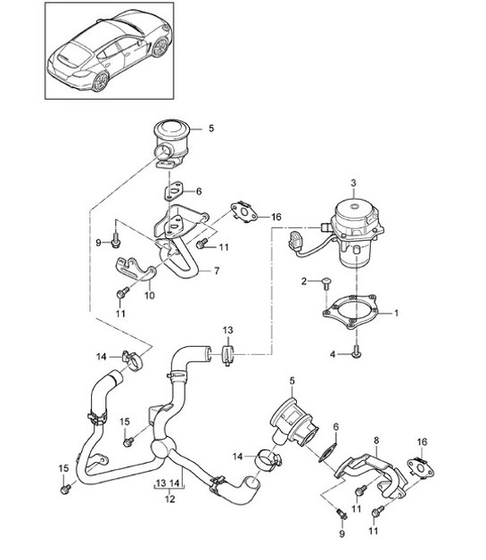 Diagram 108-005 Porsche 970.2 Panamera Turbo V8 4.8L (520Hp) 2014-16 Moteur