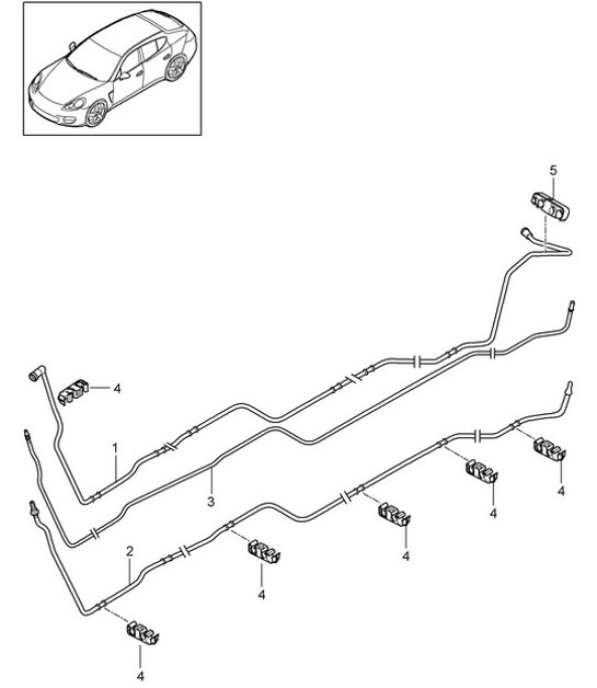 Diagram 201-020 Porsche Panamera 970 MK1 (2009-2013) Fuel System, Exhaust System