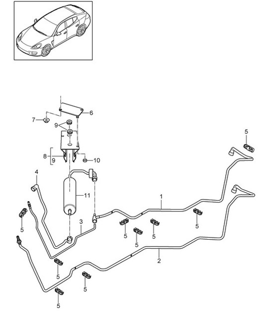 Diagram 201-025 Porsche Boxster 718 (982) 2017>> Sistema di alimentazione, sistema di scarico